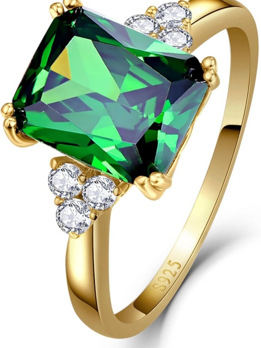 Stunning 3.5CT Radiant Cut Gemstone Ring | Sapphire, Emerald, Amethyst, Ruby, CZ